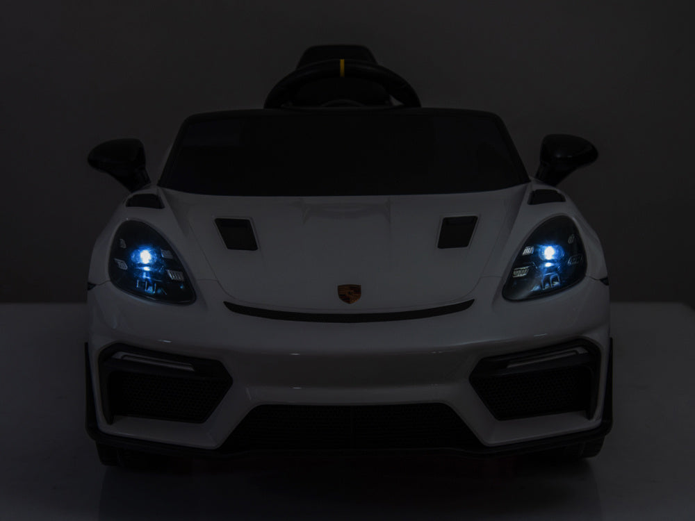 Porsche Spyder RS, kinderauto op 12 volt accu, rubberen banden, leren stoel en meer!