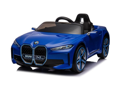 BMW i4, elektrische kinderauto, 12V, leren stoel, muziekmodule en meer!