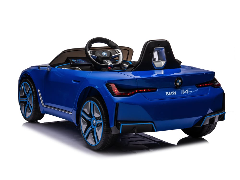 BMW i4, elektrische kinderauto, 12V, leren stoel, muziekmodule en meer!