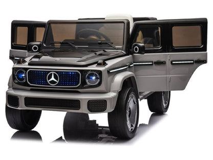 Mercedes-Benz EQG, voiture électrique pour enfants 12 volts avec pneus en caoutchouc, siège en cuir et bien plus encore !