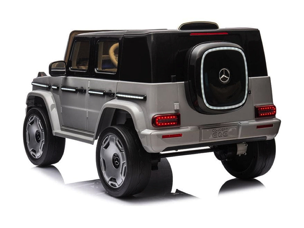 Mercedes-Benz EQG, voiture électrique pour enfants 12 volts avec pneus en caoutchouc, siège en cuir et bien plus encore !